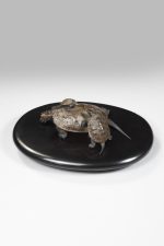 Bronze group of two turtles