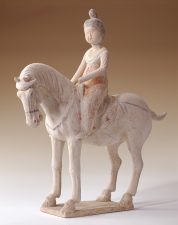 Tang Dynasty pottery horse with lady rider