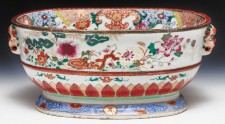 Rare export porcelain famille rose oval basin
