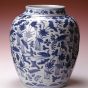 Wanli period blue and white jar with duck and lotus design